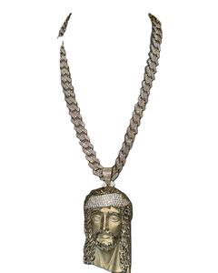 Iced VVS Moissanite <b>Solid</b> Sterling <b>Silver</b> Yellow Gold Plated Jesus Luxury High Quality Custom Design Fashion Pendant <b>Necklaces</b> - Product Image 1