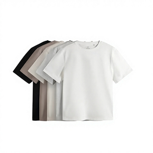 Camiseta de Algodón para Hombre, Corte Regular, Color Sólido, Manga Corta, Cuello Redondo, Estilo Casual, Tejido Jersey, Blanca, Beige, Negra - Product Image 5