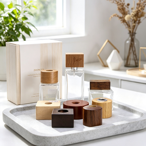 Tapa de Madera de Bambú Personalizada OEM para Botellas de Perfume, Forma Redonda y Cuadrada, Tapa de Madera Premium para Envases de Fragancias y Cosméticos, Directo de Fábrica - Product Image 1