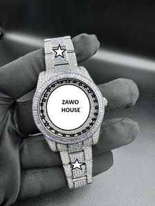 Montre mécanique pour homme en acier inoxydable 41 mm, diamant Moissanite VVS1, mouvement automatique, style Hip Hop, fabrication artisanale, sport - Product Image 1