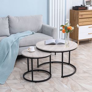 Set di 2 tavolini da caffè impilabili in ardesia con struttura in metallo per soggiorno - Costruzione resistente in MDF - Product Image 2