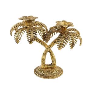 Portavelas Decorativo de Metal Dorado con Forma de Palmera para Decoración del Hogar y Hoteles, Centro de Mesa, Artículo de Regalo - Product Image 1