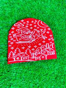 Red Christmas Beanie Hat With Custom Pattern 100% Acrylic Knitted Winter Cap Unisex Adult Casual Style Manufacturer <b>Socks</b> Beanie - Product Image 1