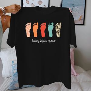 Podiatry Medical Assistant huellas Camiseta de algodón puro Mujer ajuste cómodo - Product Image 3