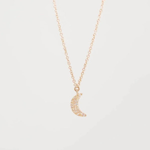 Collar con Colgante de Luna Creciente de Oro Rosa de 14K con Diamante Cultivado en Laboratorio, Regalo de Lujo para Aniversario o Compromiso - Product Image 1
