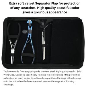 Kit d'outils pour extensions capillaires : Pince à sertir plate pour extensions adhésives, Outil à boucle et crochet, Mini ciseaux, Pinces de coiffure, Aiguille courbée pour séparation en S ou L - Product Image 5