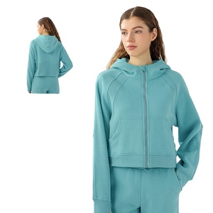 เสื้อฮู้ดดี้ผู้หญิงทรงโอเวอร์ไซส์ แบรนด์ลูลู่ พิมพ์โลโก้ตามสั่งจากโรงงาน คอตั้ง ซิปหน้า กันน้ำ กันลม ระบายอากาศ แห้งเร็ว สำหรับฤดูใบไม้ร่วง - Product Image 3