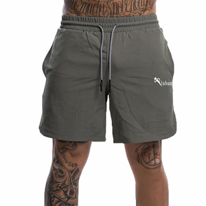 Shorts décontractés pour hommes, taille plus XS-3XL, été, classique, 100% coton, respirant, séchage rapide, travail, plage, gris uni, cordon de serrage, poches - Product Image 1