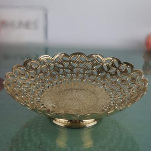 Brass Handcrafted Decorative Fruit Bowl with Intricate Carving <b>Work</b> Traditional Metal Serving <b>for</b> Fruits Dry Fruits <b>Table</b> - Product Image 4