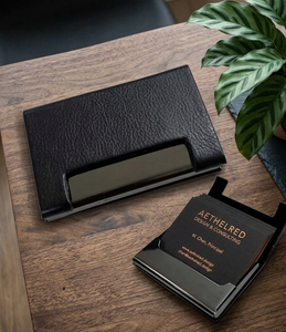 Nuevo Tarjetero de Visita de Diseño Simple y Duradero, de Acero Inoxidable y Cuero PU, de Alta Calidad, Hecho a Mano, de Lujo - Product Image 1
