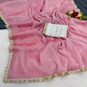 VASTRA COTTAGE Saree de Seda Premium con Bordado y Borde Calado, Elegante Diseño para Fiestas y Bodas - Product Image 3