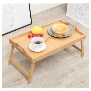 Mango Wooden Modern Adjustable <b>Foldable</b> Breakfast Tray Eco-Friendly Serving <b>Table</b> with Handles for Bed & Home Decor. - Product Image 1