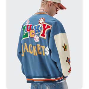 New Arrival for PAK INDUSTRY Men's Retro-Style Embroidered Varsity <b>Jacket</b> 100% Wool <b>Waterproof</b> & Windproof - Product Image 4