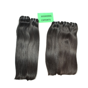 Extensions de cheveux humains Remy indiens bruts, tissage double à la machine, double trame, pour femmes, double densité, lisses, noir naturel, non traités - Product Image 6