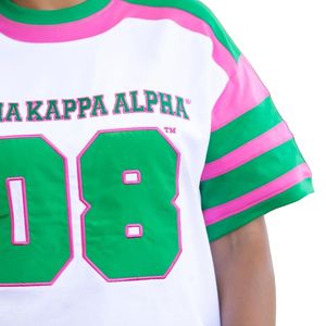 AKA Hockey Tee T-shirt en jersey de style grec pour femme, numéro 08, rose, vert, vêtements de sport décontractés de qualité supérieure - Product Image 5