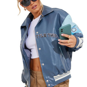 BRUIT INTERNATIONALS Custom Cropped Windproof Fleece Lined Winter Varsity <b>Jacket</b> <b>Women</b> Baseball Style High School Letterman OEM - Product Image 6