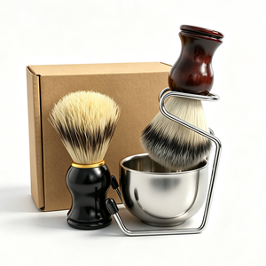 Juego de Brochas de Afeitar de Lujo Personalizadas con Pelo de Pelo de Mapache Sintético, Tazón de Acero Inoxidable y Soporte de Seguridad - Kits de Afeitar Premium - Product Image 4