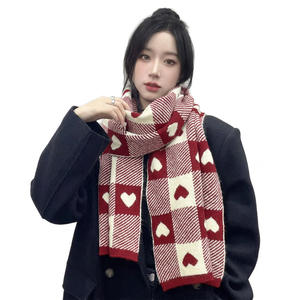 Écharpes tricotées à carreaux avec logo personnalisé, chaudes et polyvalentes pour femme, accessoire hivernal tendance, ambiance simple – Vente en gros - Product Image 5