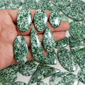 Radha Arts Natural Green Dot <b>Jade</b> Loose Gemstone High Quality Polished Cabochon Wholesale Genuine Stone Jewelry - Product Image 1