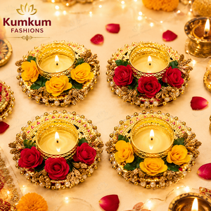 Indian Handmade Metal Multicolor Traditional Floral Tea Light Candle Holder 3" Home Decoration Christmas Wedding Party s - Product Image 3