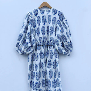 Beautiful floral Cotton Block Printed dress Dress For Casual wear Hand Block Printed Dress - Product Image 4