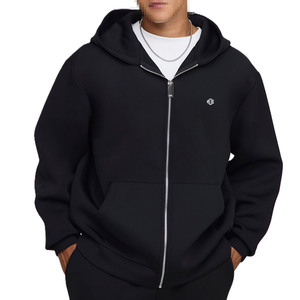 เสื้อฮู้ดซิปผ้าฝ้ายฟลีซหนา 400 GSM สำหรับผู้ชาย ทรงโอเวอร์ไซส์ สตรีทแวร์ ซิปเต็มตัว รับสกรีนโลโก้ เสื้อฮู้ดเปล่า ขายส่ง OEM - Product Image 4