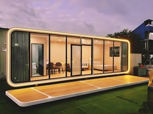 Cápsula espacial Apple Pod de acero de 20 pies y 40 pies, 2 pisos con terraza, contenedor prefabricado para <span class=keywords><strong>el</strong></span> hogar, cabina para baño, supermercado, uso en gimnasio - Product Image 2