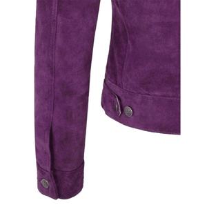 Chaqueta de camionero de cuero para mujer, chaqueta de ante púrpura de piel de vaca, Estilo vintage, de cuero real - Product Image 3