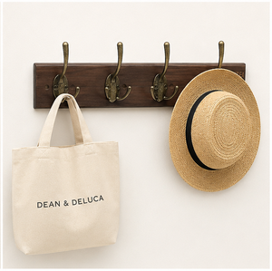 Porte-manteau mural avec 4 crochets en laiton antique, organisateur d'entrée en bois massif pour manteaux, chapeaux et sacs, au prix le plus bas - Product Image 6