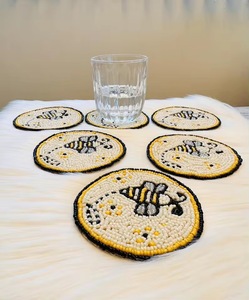 CRYSTAL CRAFT Gift Idea Home Decor Handmade Round Green Desk Mat <b>Mug</b> Rug Coasters Beaded Placemats for - Product Image 4