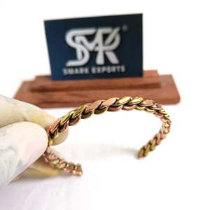 Bracelet en cuivre fait à la main de style chaîne Kada réglable extrémité ouverte bijoux de guérison en cuivre pur pour hommes et femmes - Product Image 6