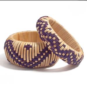 Conjunto de brazaletes de ratán tejido de estilo minimalista, joyería informal para fiestas, brazaletes, regalos de cumpleaños y fiestas para niñas al mejor precio - Product Image 3