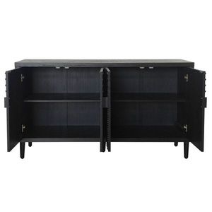 Stylish Modern Black Sideboard Cabinet with Decorative Nailhead Accents Storage Solution for Dining and Living Rooms - Product Image 5