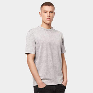 Mens Acid Wash <b>Light</b> Grey Crew <b>Neck</b> T-Shirt Short Sleeve Vintage Wash Basic Top Custom Logo OEM ODM Wholesale Apparel - Product Image 3