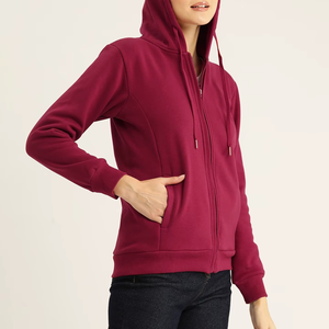 Sudadera con capucha de invierno para mujer con cremallera completa, logotipo OEM personalizado, etiqueta privada frontal, venta al por mayor, forro polar grueso, estilo urbano - Product Image 2