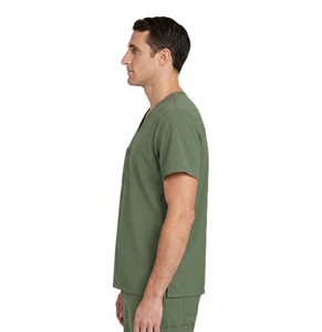 Custom Made Comfortable Woven Spandex Medical <b>Scrub</b> Shirts <b>Plus</b> <b>Size</b> Lightweight Hospital Uniforms for Sale Factory Wholesale - Product Image 4