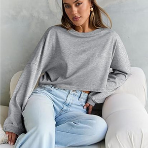 Sudaderas Cortas de Moda para Mujer, Ropa Urbana de Fabricante, Talla Personalizada, 100% Algodón Felpa, Manga Larga, Logotipo Personalizado - Product Image 5