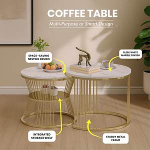 Mesa de Centro Moderna, Ecológica y Duradera con Metal y Mármol para Hogar, Oficina, Sala de Estar - Precio al por Mayor - Product Image 5