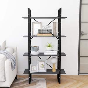 Armoire bibliothèque en bois de pin massif gris moyen et métal - Product Image 3