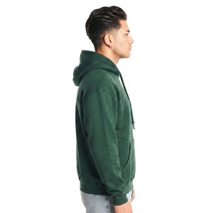 Sweat à capuche en molleton vert pour homme, coupe classique, poche kangourou, en coton, streetwear décontracté, vêtements d'automne - Product Image 3