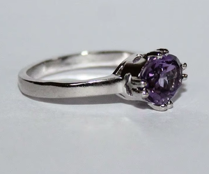 Natural Purple Amethyst Oval Faceted Gemstone Classic Style Prong Setting IGI Certified Wedding Party 925 Sterling Silver <b>Ring</b> - Product Image 6