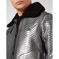 Veste en cuir blanc imitation fourrure pour homme, peau de vache et peau de mouton