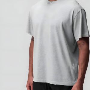 Camiseta Oversize Gris Claro para Hombre, Estilo Casual, Algodón, Streetwear, Corte Holgado, Manga Corta, Verano, Básica, con Logotipo Personalizado, Venta al Por Mayor - Product Image 5