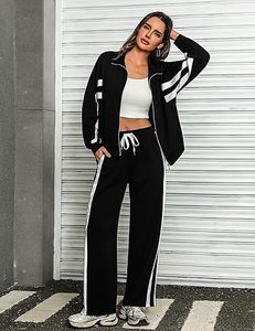 Ensemble de survêtement en molleton à fermeture éclair pour femme, 2 pièces, respirant, coupe-vent, grande taille, poches latérales avant, polyester/rayonne, hiver - Product Image 2