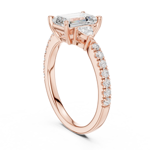 Bague de fiançailles, de mariage et d'anniversaire SATVIK RATNA de luxe avec diamant de laboratoire taille émeraude de 1,5 carat et bande accentuée en or 14K/18K - Product Image 6