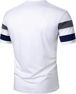 T-shirt à manches courtes rayé blanc pour homme avec logo sur le devant, col rond décontracté, coupe ajustée, en jersey de coton - Product Image 2