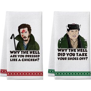 Set di 2 Divertenti Strofinacci Natalizi 'Home Alone' per Cucina e Bagno, Decorazioni per le Festività, Regali Merchandise XM - Product Image 2