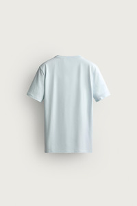 Camiseta de algodón de manga corta azul claro para hombre, cuello redondo, corte holgado, informal, con estampado de letras, transpirable, de punto jersey, ATRACTIVA - Product Image 3