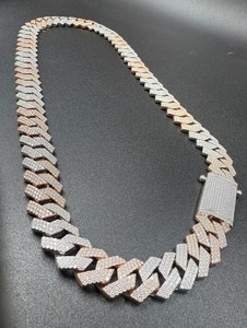 Cadena Cubana Iced Out de Plata de Ley 925 con Baño de Rodio y Moissanita VVS, Collar Cubano Miami, Joyería Hip Hop - Product Image 3