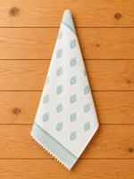 Essuie-tout de cuisine en lin imprimé vert menthe |   Essuie-mains décoratif en lin à motif ananas |   Serviette de cuisine à bords festonnés